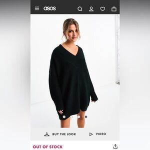 Small Miss Selfridge v neck slouchy knit mini dress in black